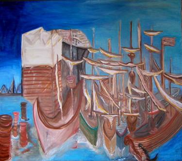 Original Expressionism Sailboat Paintings by Iris Greiner