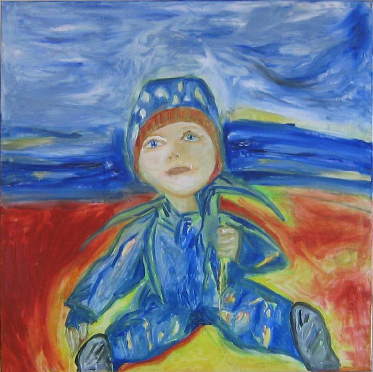 Beach Child Painting by Iris Greiner | Saatchi Art