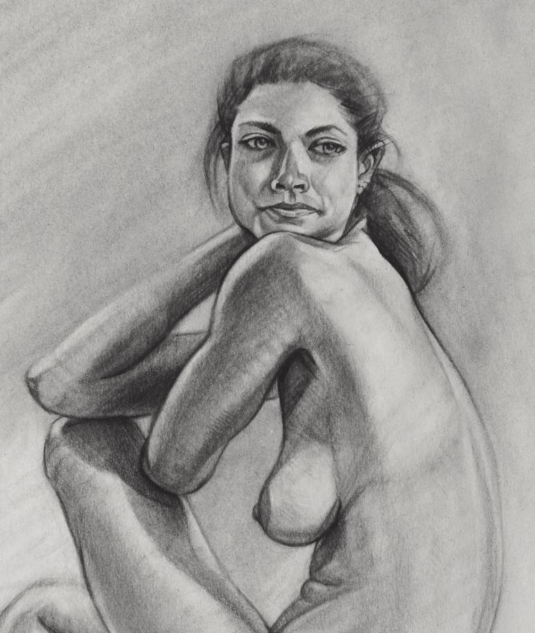 Original Figurative Nude Drawing by Dave Kobrenski