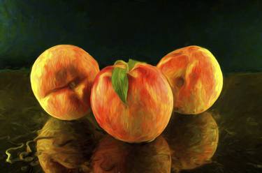 Saatchi Art Artist Benjamin Gelman; Paintings, “Three peaches on a wet table” #art