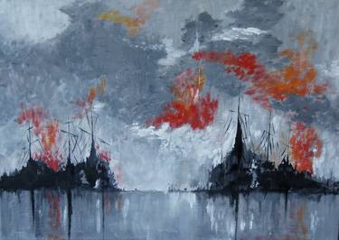 Original Abstract Expressionism Boat Paintings by Jacek Gaczkowski