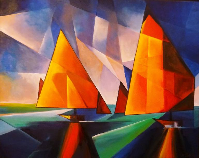 Original Sailboat Painting by Angelika Bes