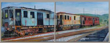 Original Figurative Train Paintings by Pol Marban