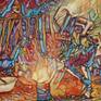 Detail of "Dancing the Bwiti". Oil on canvas, 100x50x4cm