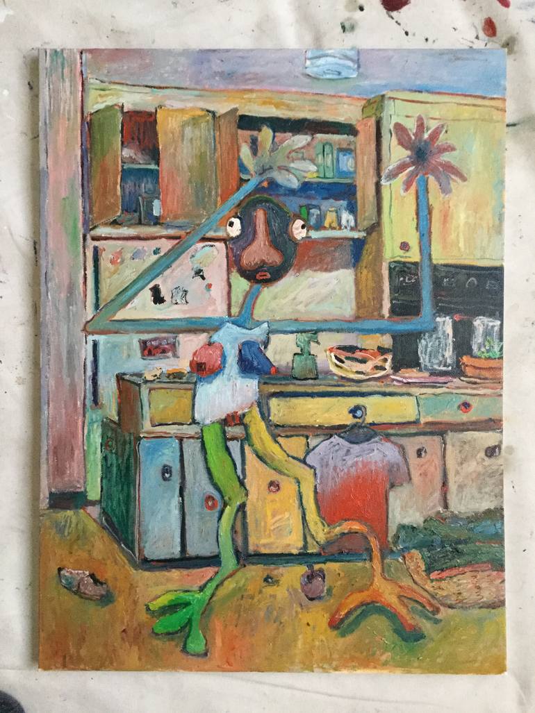 Original Folk People Painting by Paulette Nichols