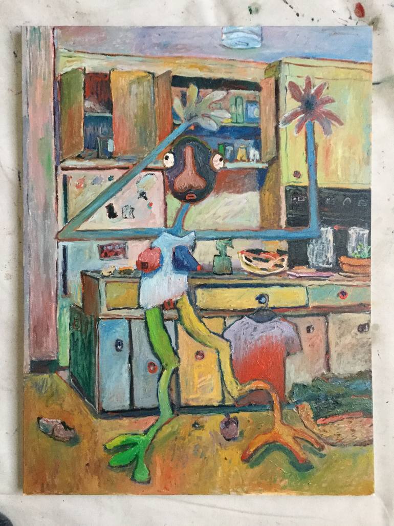 Original Folk People Painting by Paulette Nichols
