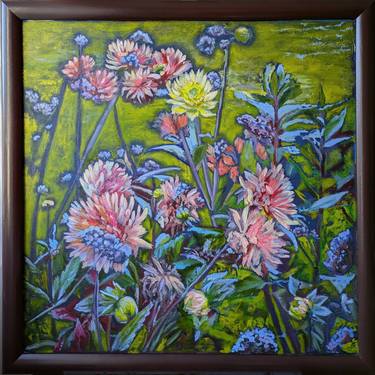 Original Abstract Expressionism Garden Painting by Anna Brazhnikova