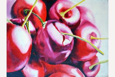 Red Juicy Cherries | Ukrainian artist | Original Oil Painting thumb
