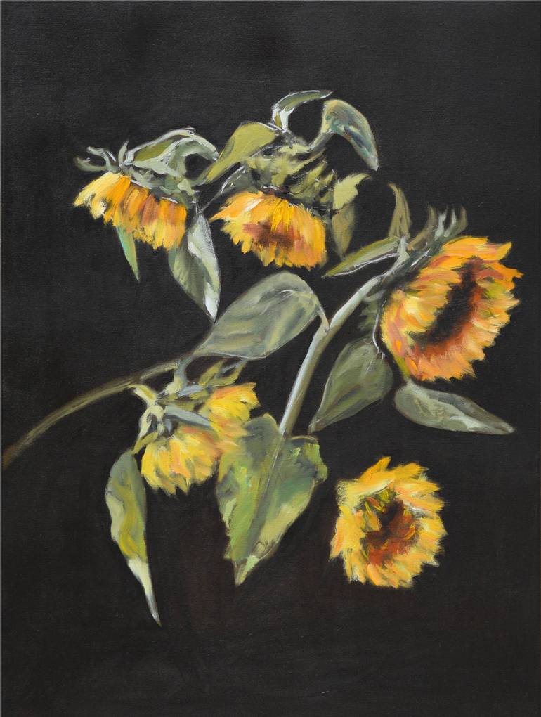 Sunflowers on the dark background