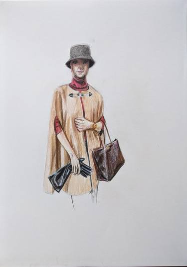 Girl in a cape. Haute Couture Fashion Illustration thumb