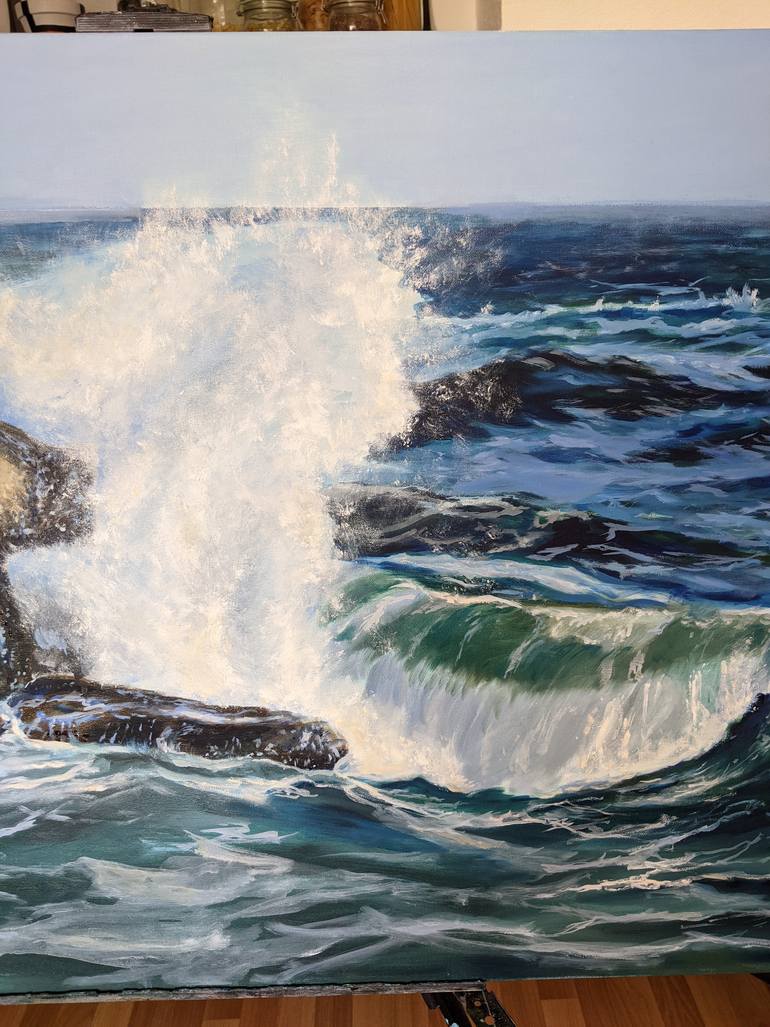 Original Abstract Seascape Painting by Anna Brazhnikova