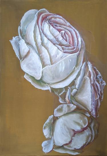 Three White Roses | Ukrainian artist | Original Oil Painting thumb