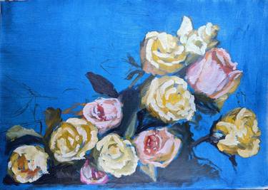 Yellow roses out of the blue | Ukrainian artist | Original thumb