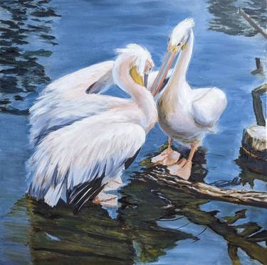 Pelicans | Ukrainian artist | Original Oil Painting thumb