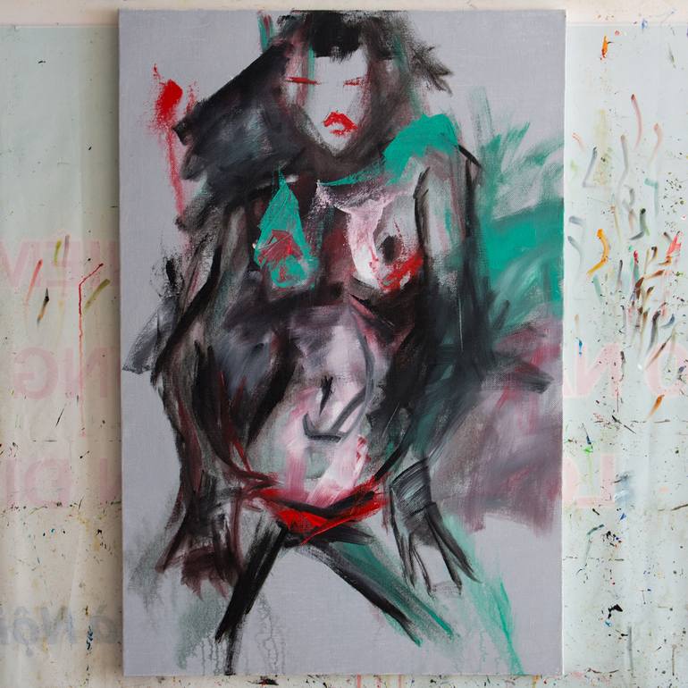 Original Abstract Expressionism Nude Painting by Mai Huy Dung