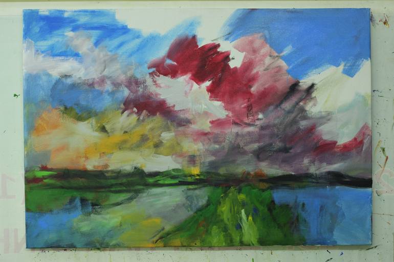 Original Abstract Expressionism Landscape Painting by Mai Huy Dung