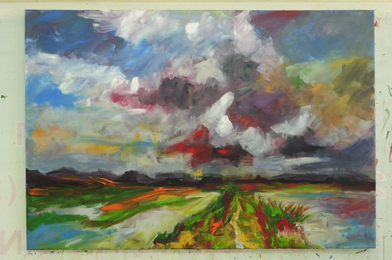 Original Abstract Expressionism Landscape Painting by Mai Huy Dung