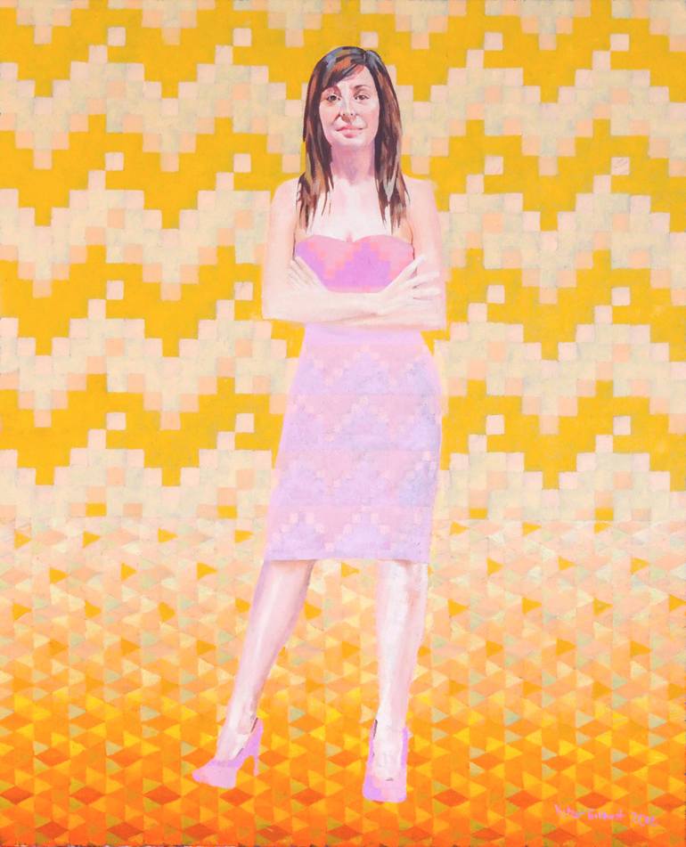Portrait with Patterns Painting by Victor Gilbert | Saatchi Art