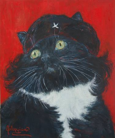 Original Figurative Cats Paintings by Dominique Asteggiano