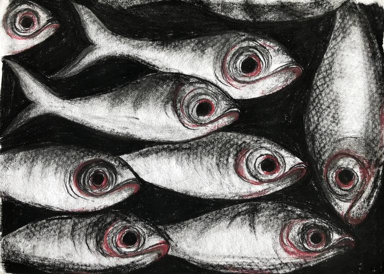 The Black Fish Pond Drawing by Max Sabet
