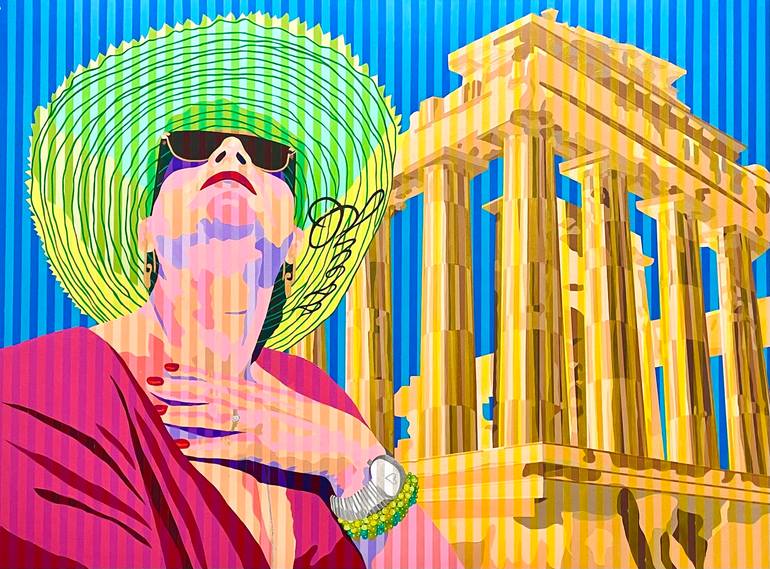 Spanish Beauty at Greek Acropolis Painting by Stanley Bermudez
