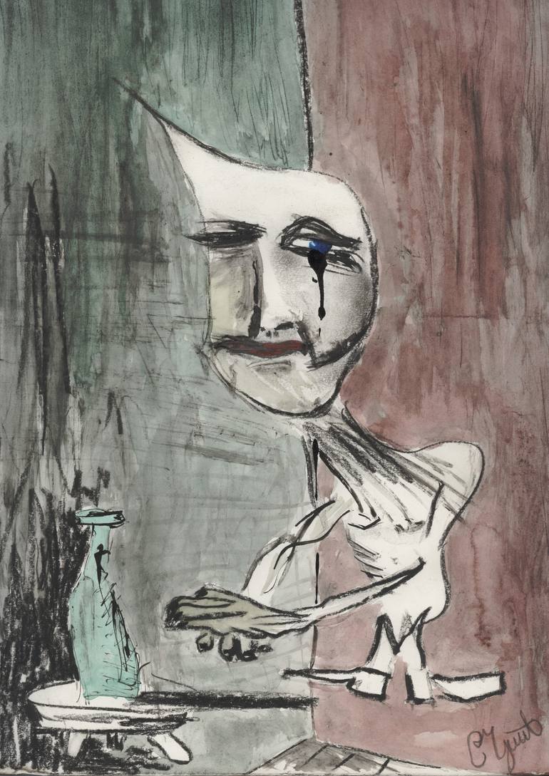 Sad Conehead (Tužni Kupoglavi) Drawing by Dragoslav Čupić Saatchi Art