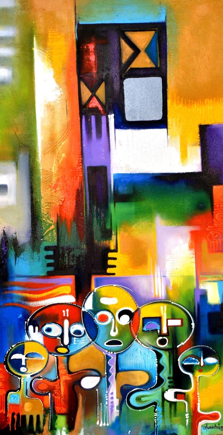 Colorful People Abstract Wall Art Painting - Light Trybe Nigeria