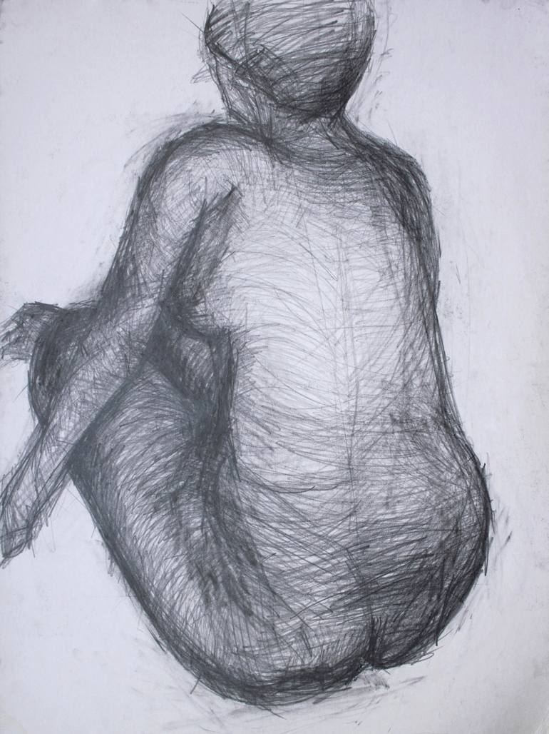 Original Figurative Nude Drawing by Pamela Rys