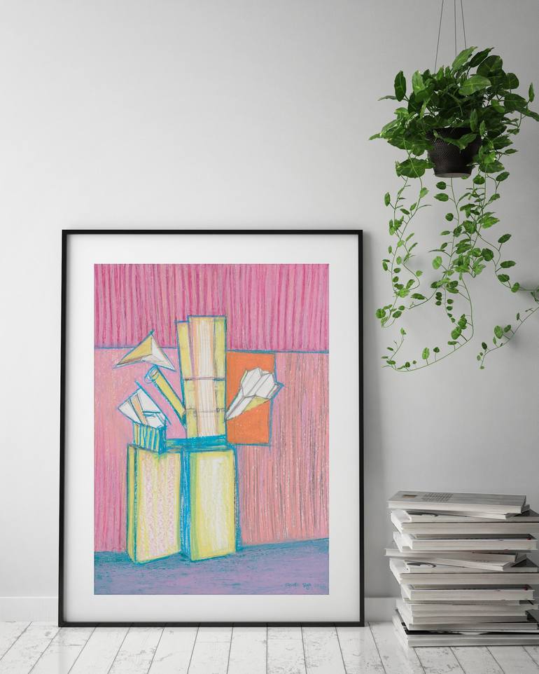 Original Abstract Still Life Drawing by Pamela Rys