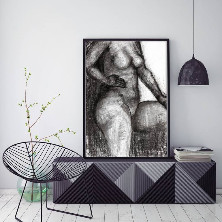 Original Cubism Nude Drawing by Pamela Rys
