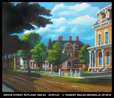 Original Cities Painting by Robert Waldo Brunelle Jr