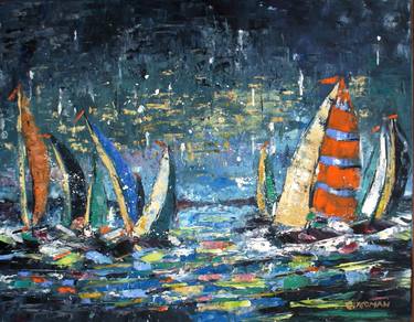Original Impressionism Yacht Paintings by Cindy Yeoman