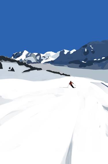Skier Lapisa Portes du Soleil - limited edition print thumb