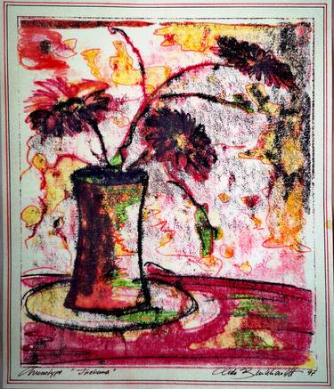 Original Abstract Expressionism Floral Printmaking by Udo Burkhardt