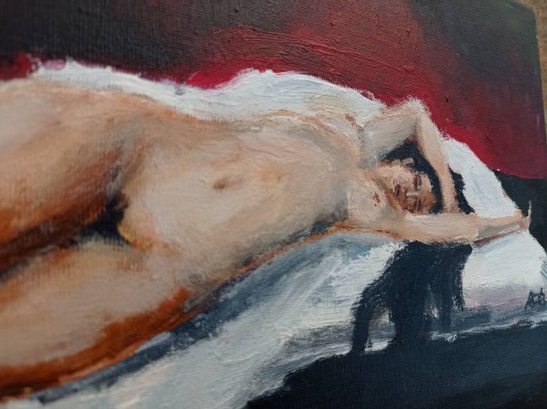 Original Expressionism Nude Painting by Ruta Usaite