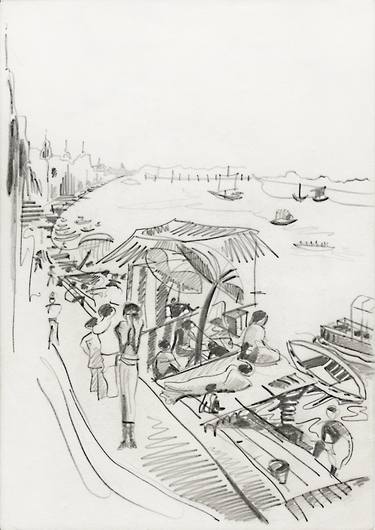Original Expressionism Cities Drawings by Peter Menne