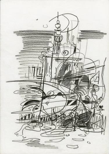 Original Abstract Expressionism Places Drawings by Peter Menne