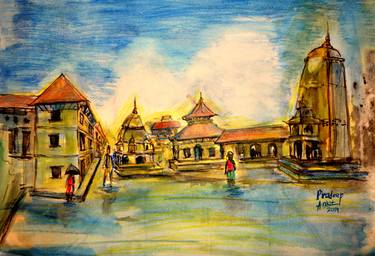 Print of Fine Art Places Paintings by Pradeep Gautam