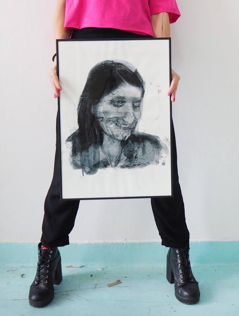 Original Expressionism Portrait Drawing by Cynthia Gregorová