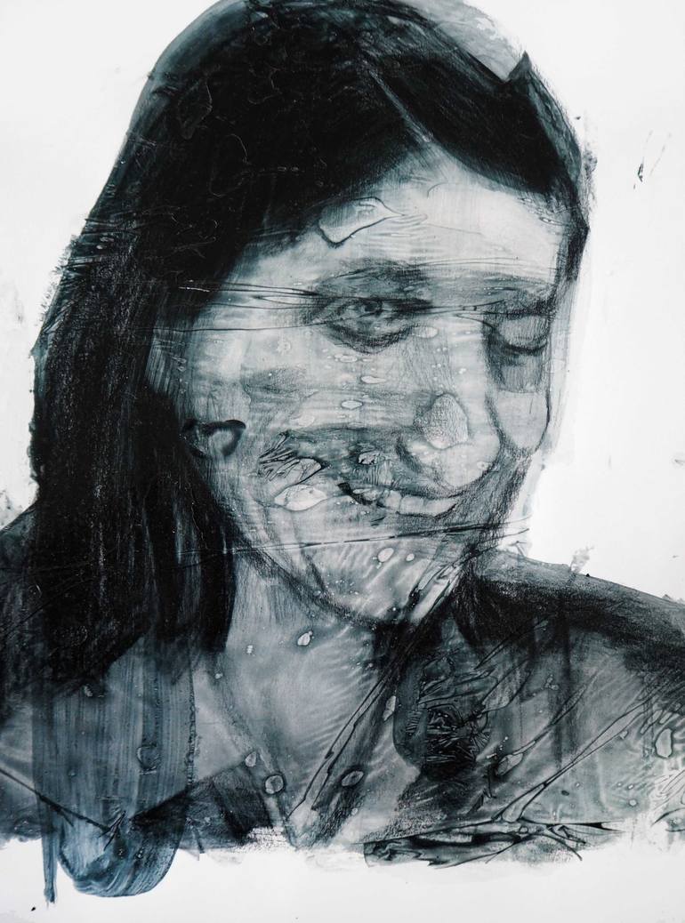 Original Expressionism Portrait Drawing by Cynthia Gregorová