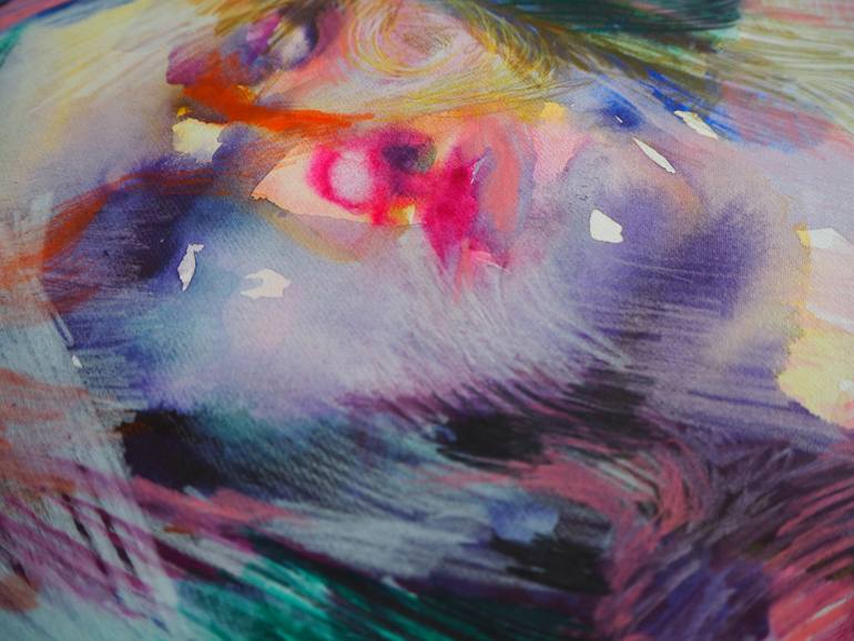 Original Expressionism People Drawing by Cynthia Gregorová