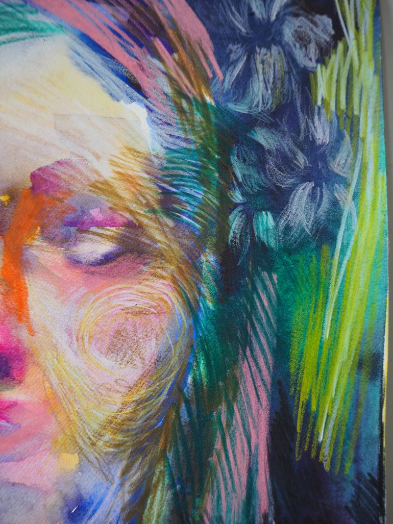 Original Expressionism People Drawing by Cynthia Gregorová