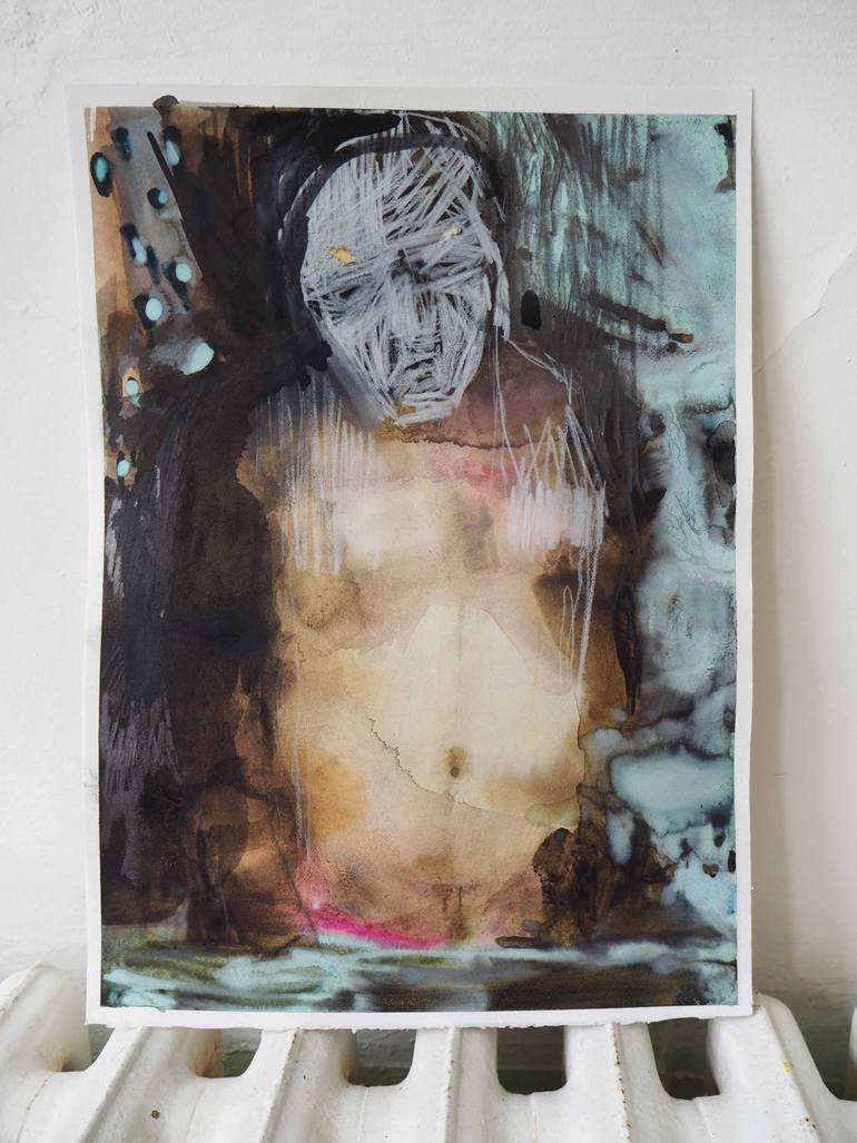 Original Expressionism People Painting by Cynthia Gregorová