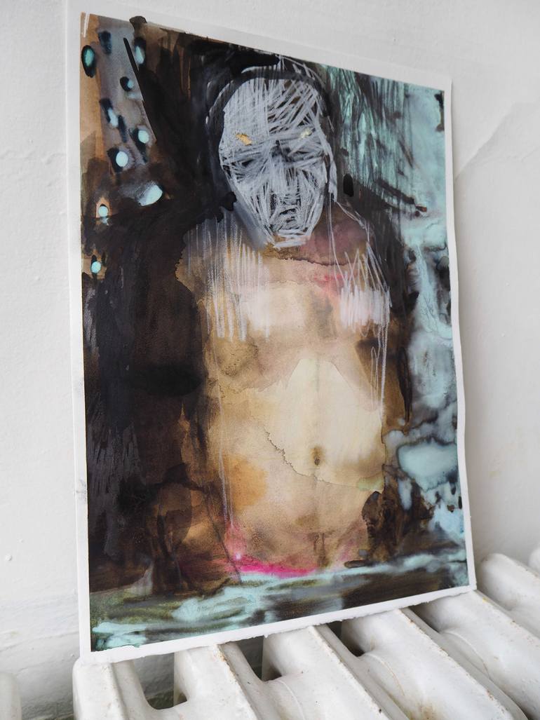 Original Expressionism People Painting by Cynthia Gregorová