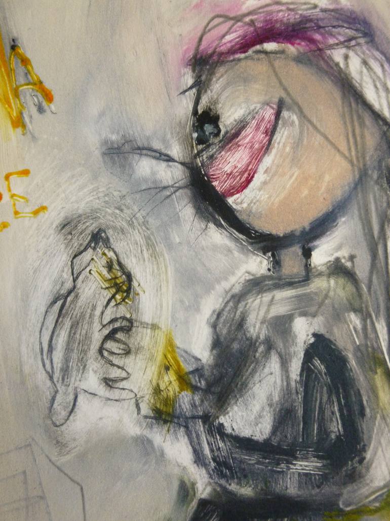 Original Abstract Expressionism Children Printmaking by Cynthia Gregorová
