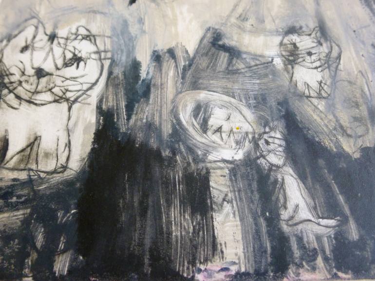 Original Abstract Expressionism Children Printmaking by Cynthia Gregorová