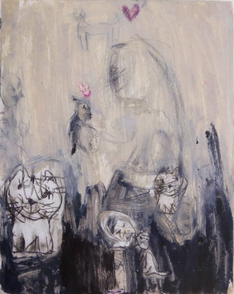 Original Abstract Expressionism Children Printmaking by Cynthia Gregorová