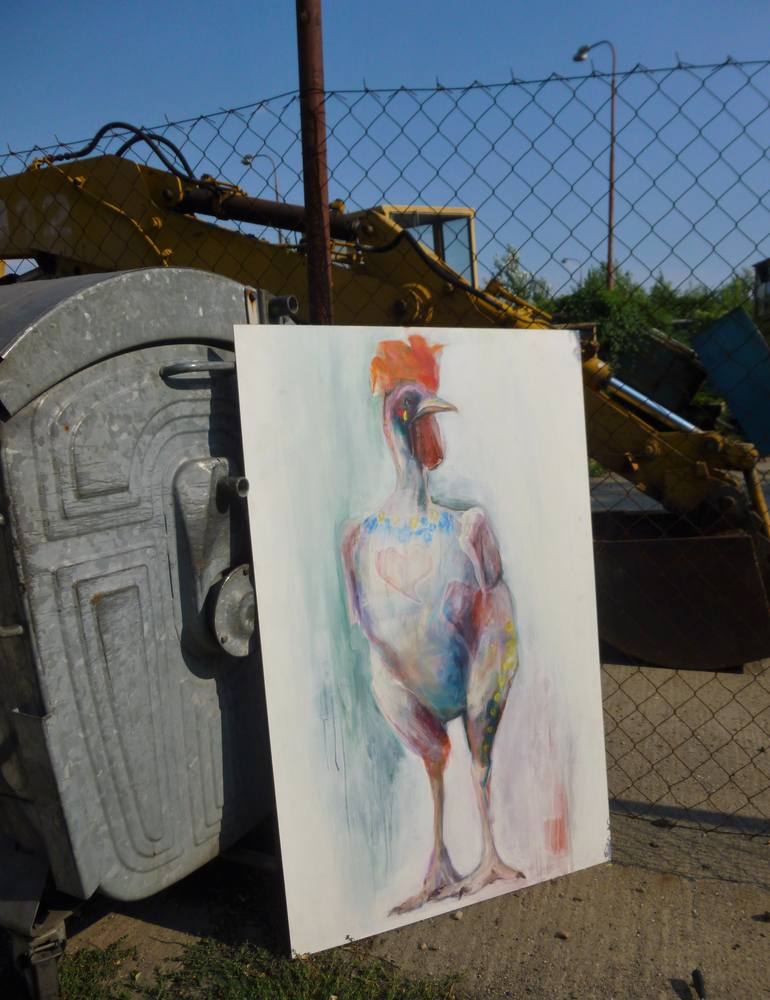 Original Abstract Expressionism Animal Painting by Cynthia Gregorová