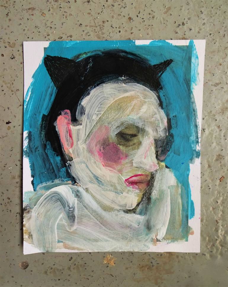 Original Expressionism Portrait Painting by Cynthia Gregorová