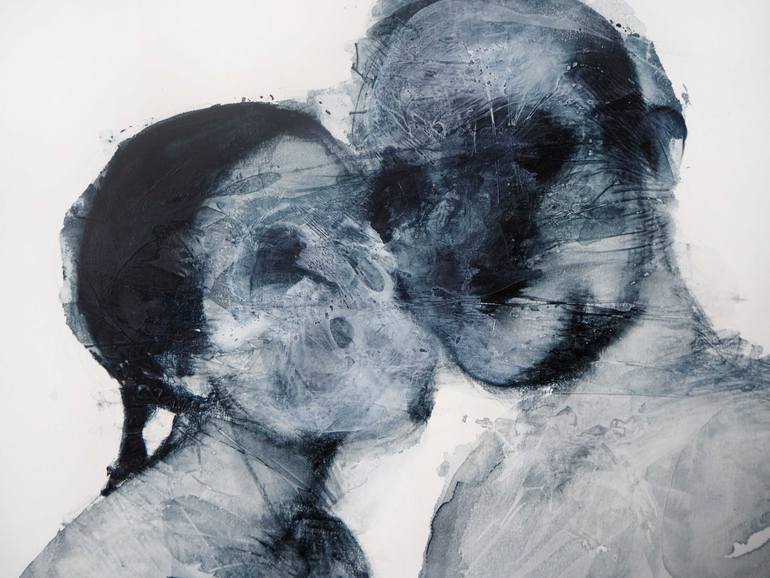 Original Abstract Expressionism People Drawing by Cynthia Gregorová